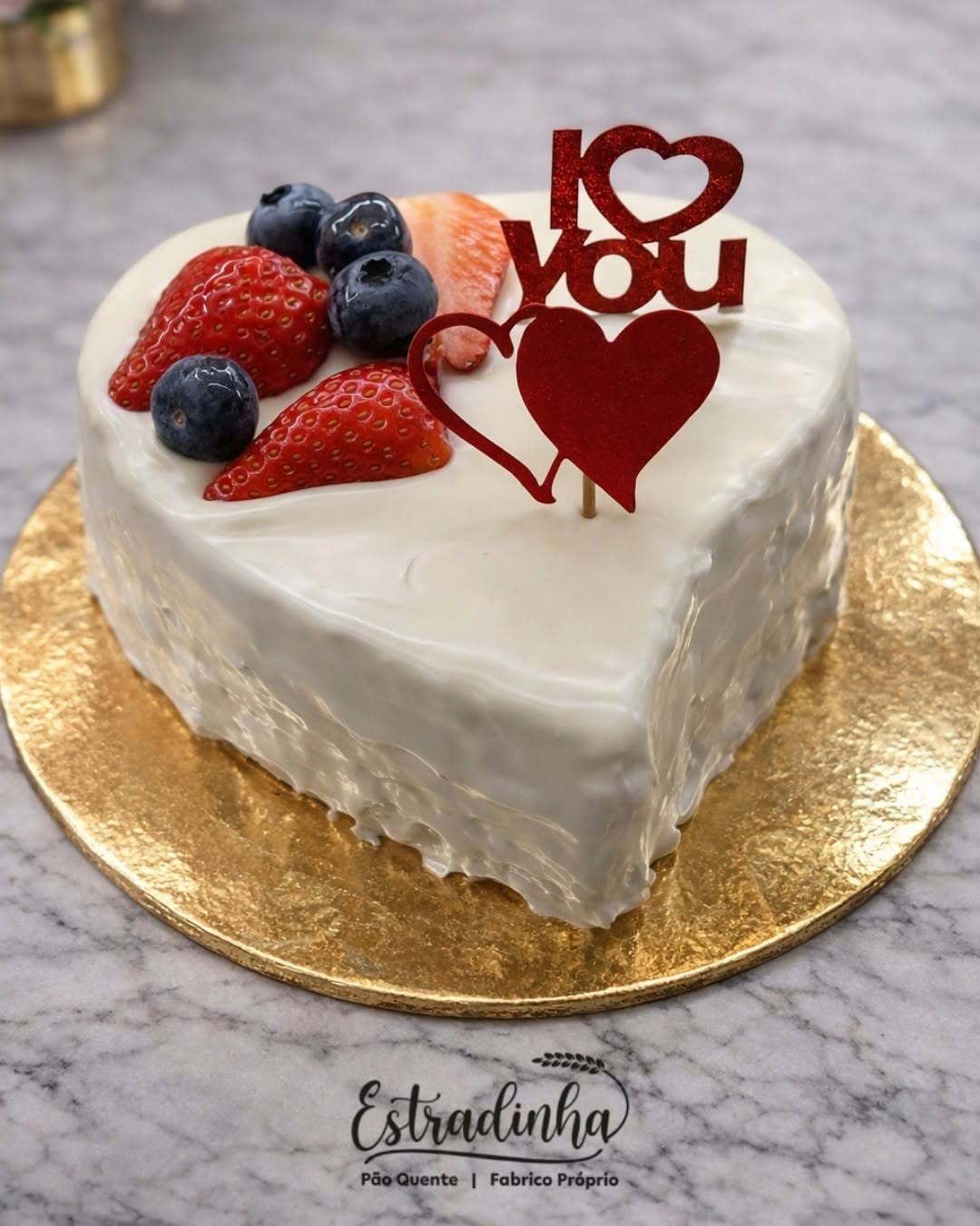 Bolo de São Valentim do Pão Quente Estradinha
