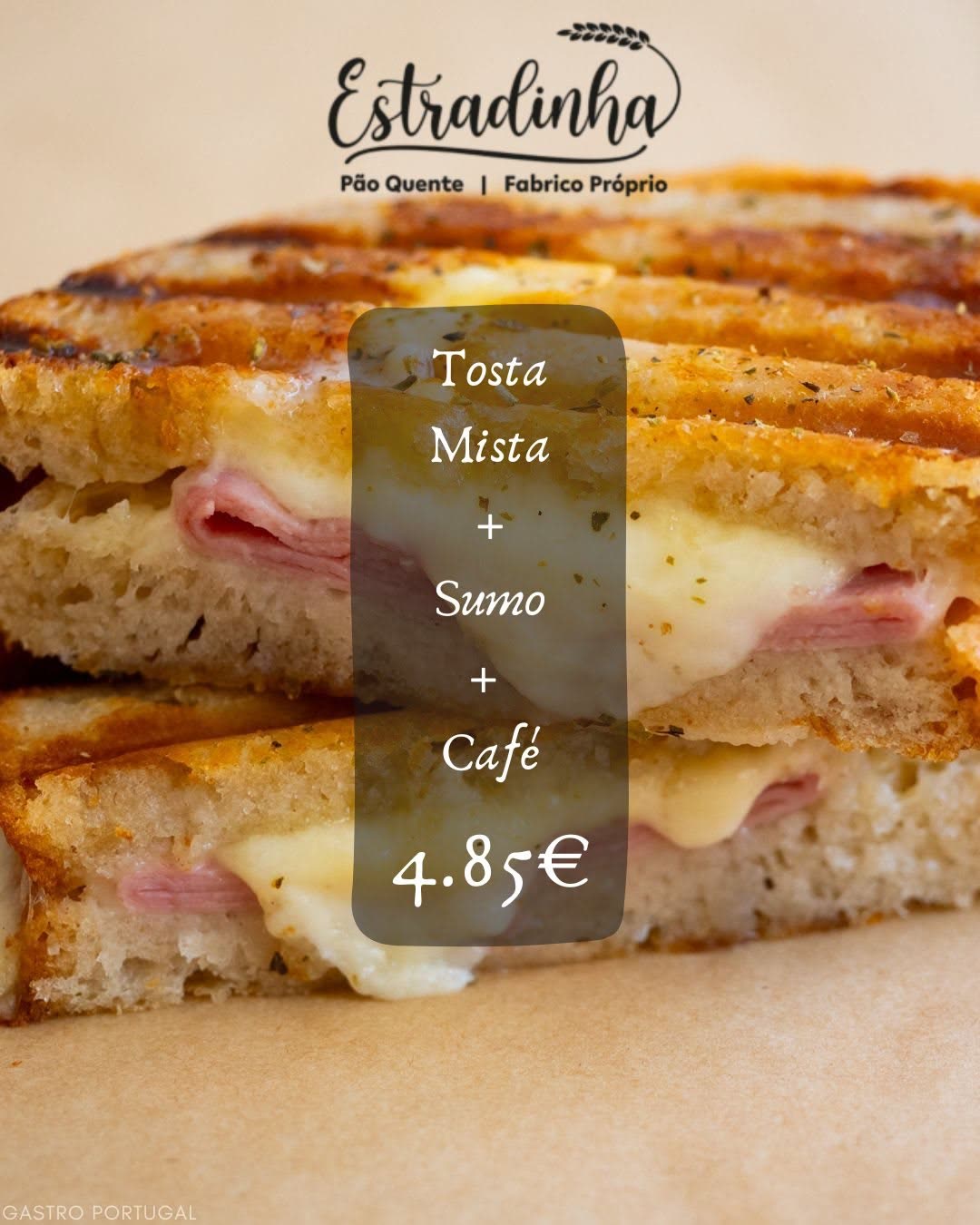 Tosta mista + sumo + café — 4,85 €