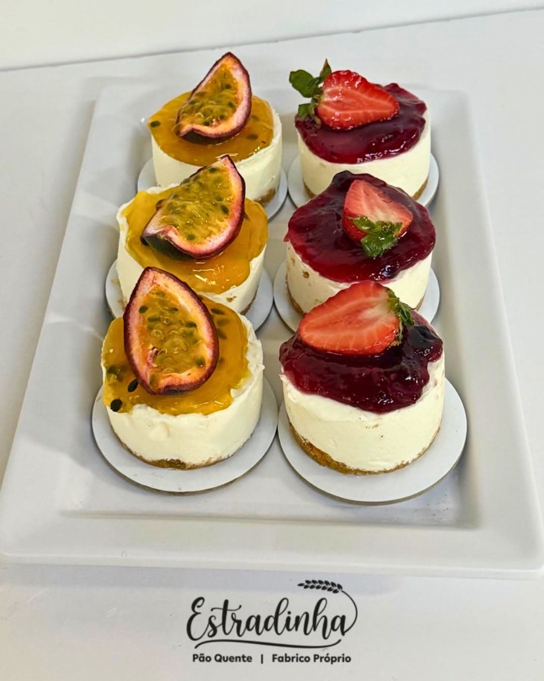 Mini cheesecakes do Pão Quente Estradinha