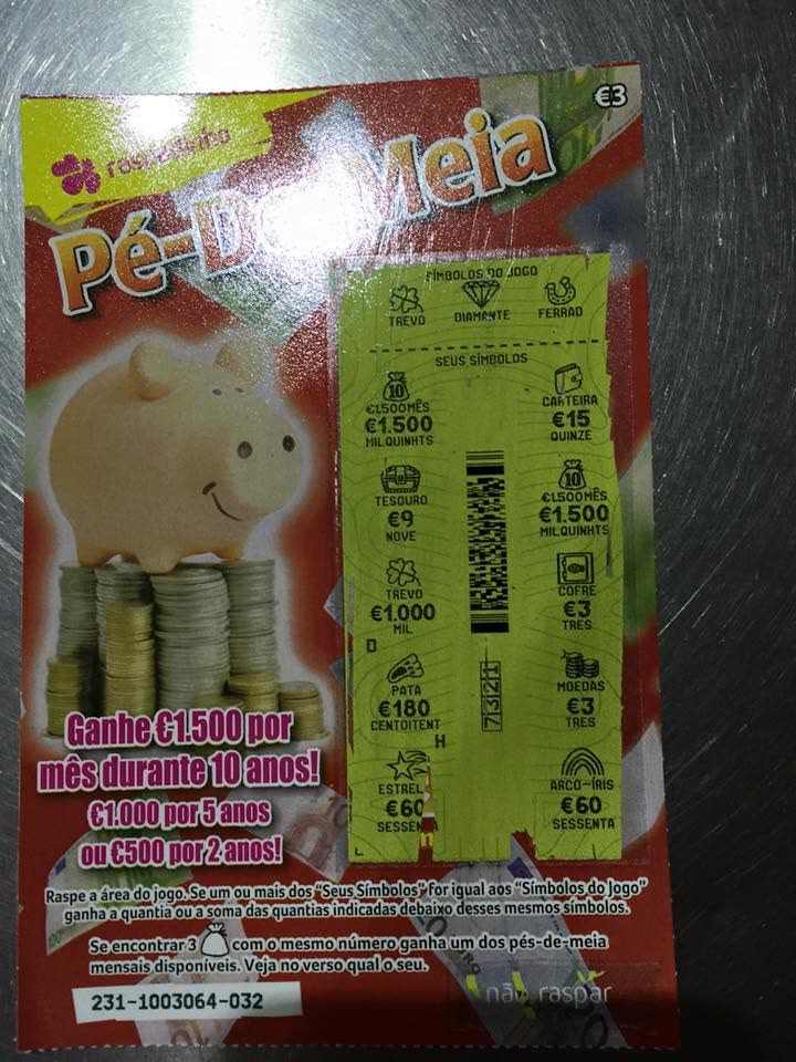 Raspadinha premiada com 1.000 € no Pão Quente Estradinha