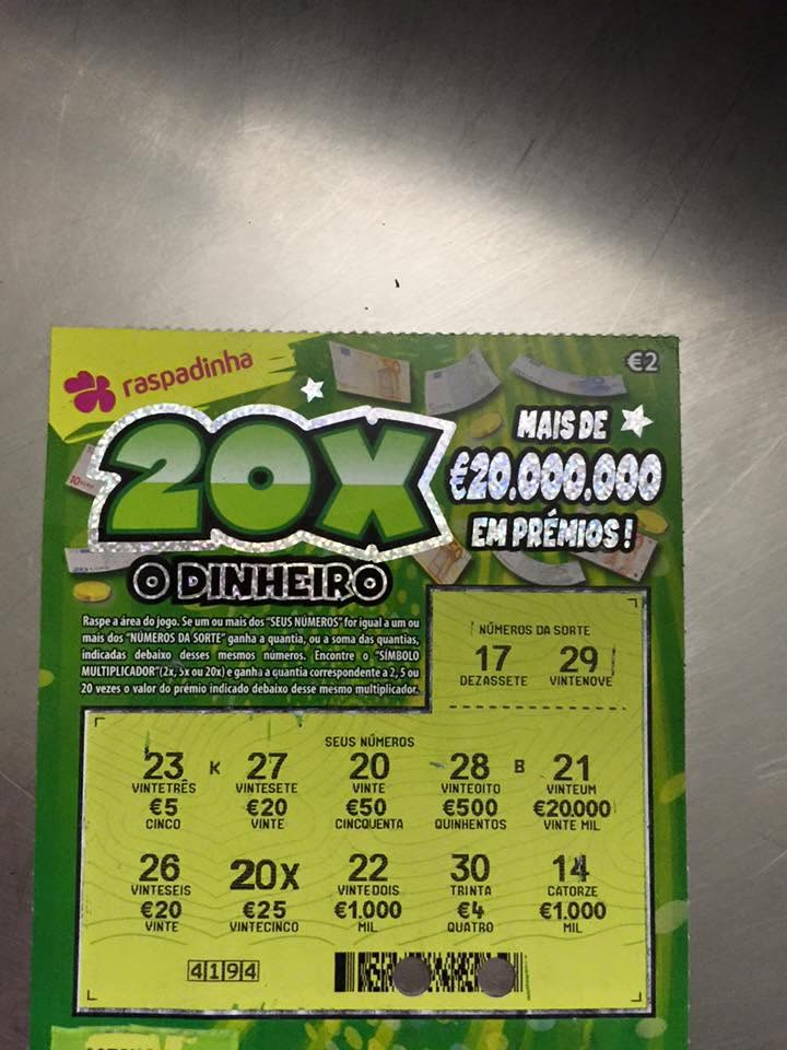 Raspadinha premiada com 500 € no Pão Quente Estradinha