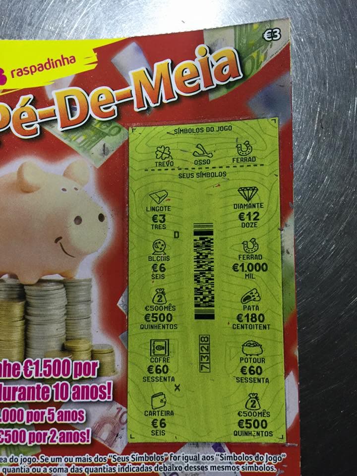 Raspadinha premiada com 1.000 € no Pão Quente Estradinha